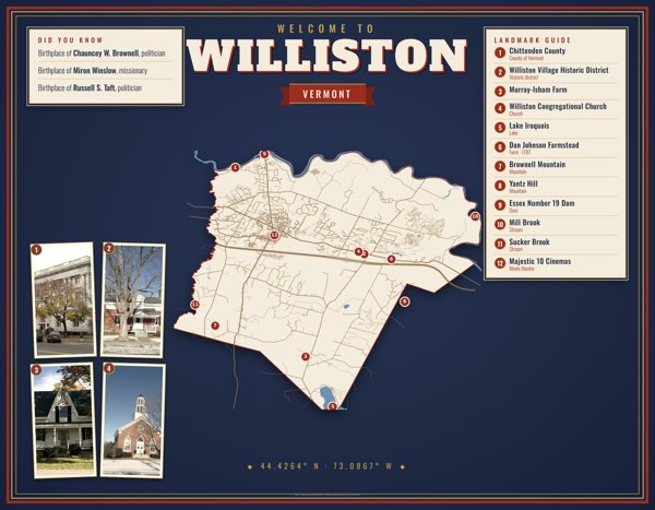 Williston Map Placemat artwork detail