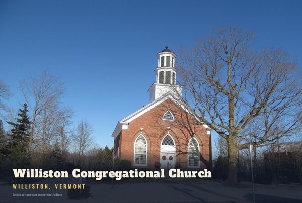 Williston Williston Congregational Church Postcard artwork detail