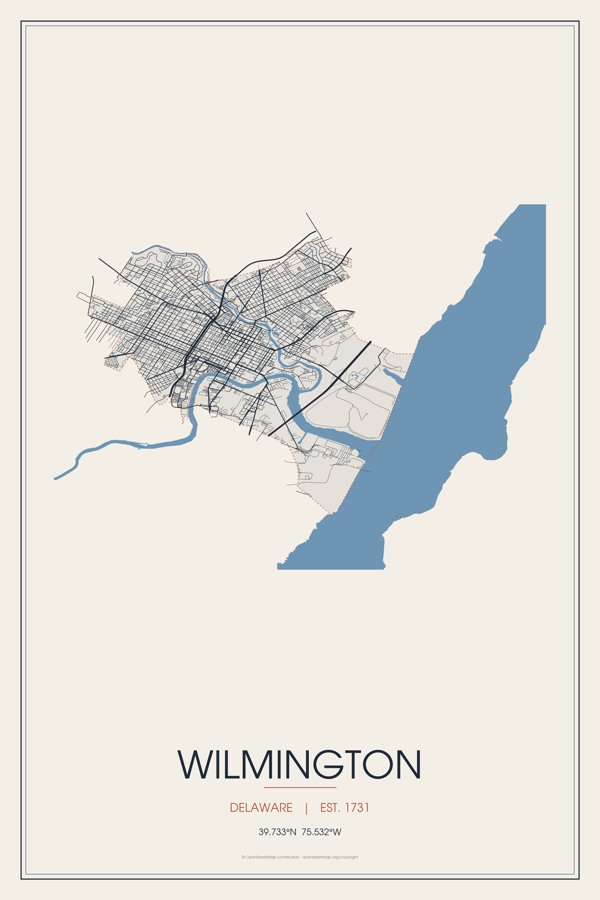 Wilmington Street Map Poster · Linen artwork detail
