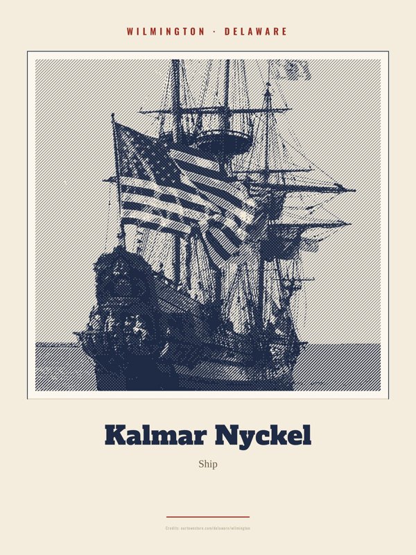 Wilmington Kalmar Nyckel Landmark Print artwork detail
