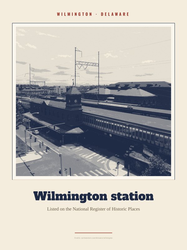 Wilmington Wilmington station Landmark Print artwork detail