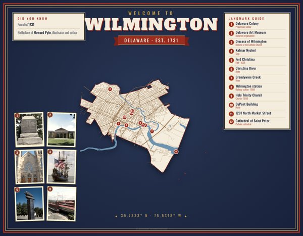 Wilmington Map Placemat artwork detail