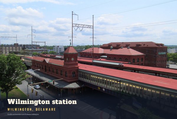 Wilmington Wilmington station Postcard artwork detail