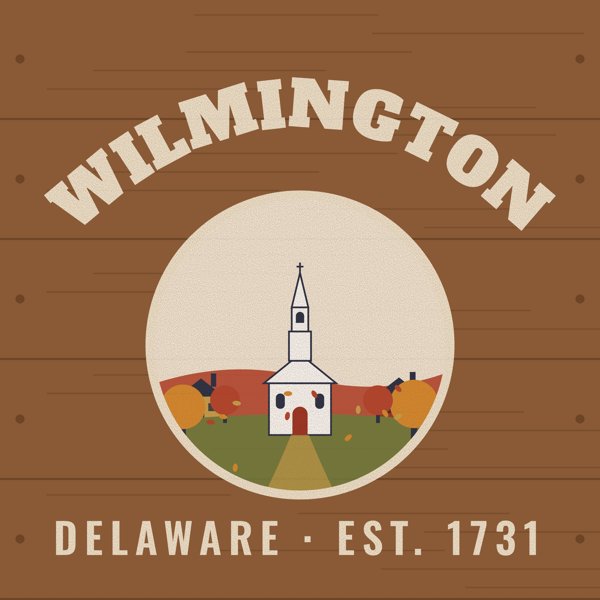 Wilmington Hometown Wood Sign artwork detail