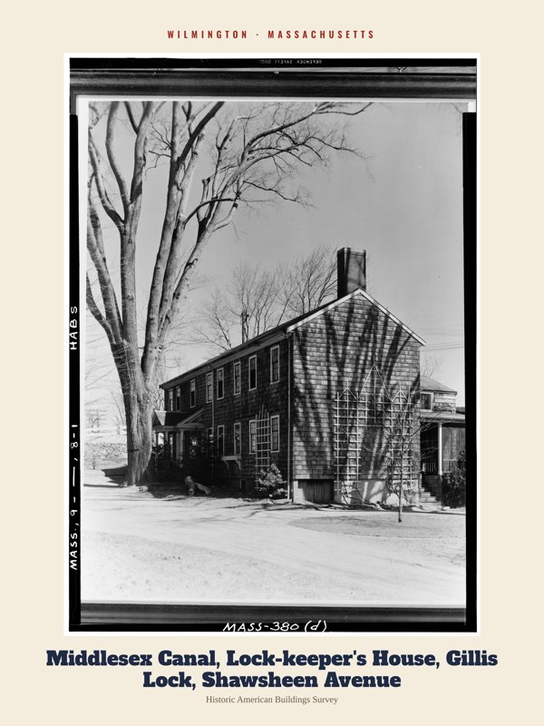 Wilmington Middlesex Canal, Lock-keeper's House, Gillis Lock, Shawsheen Avenue Archive Print artwork detail