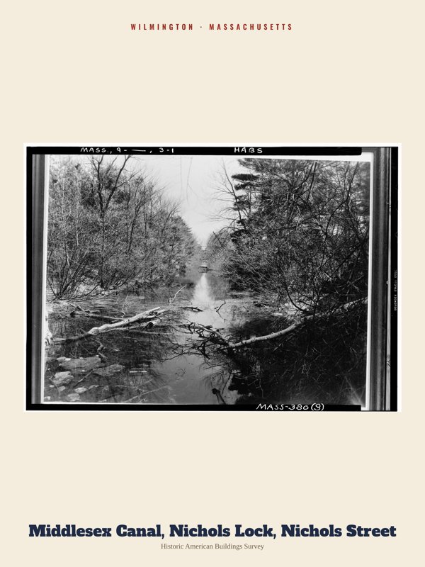 Wilmington Middlesex Canal, Nichols Lock, Nichols Street Archive Print artwork detail