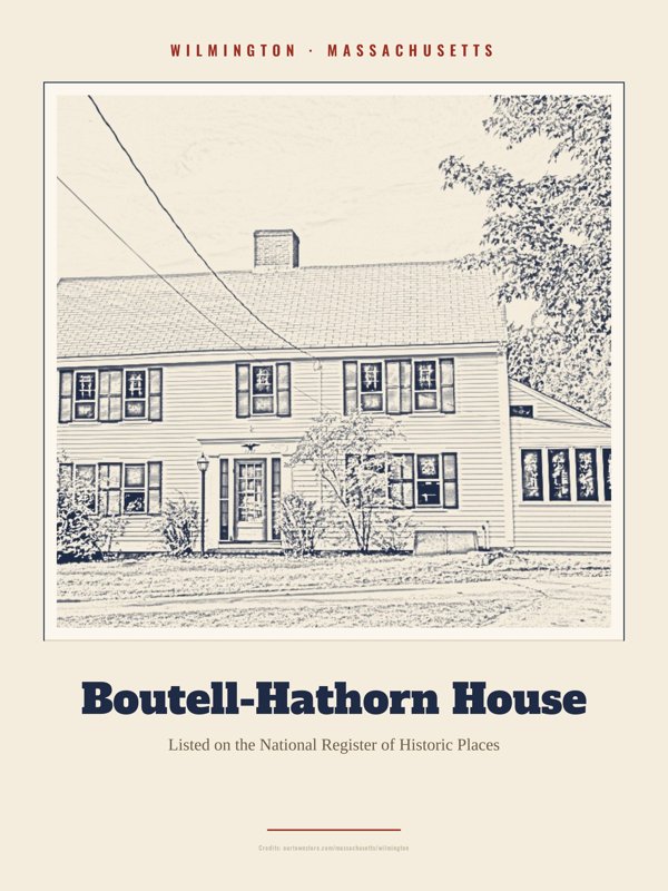 Wilmington Boutell-Hathorn House Landmark Print artwork detail
