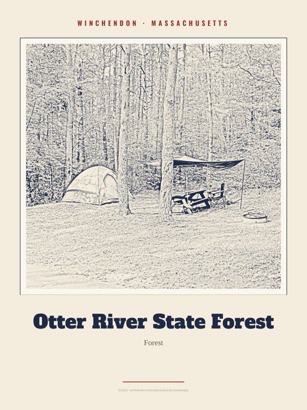 Winchendon Otter River State Forest Landmark Print artwork detail