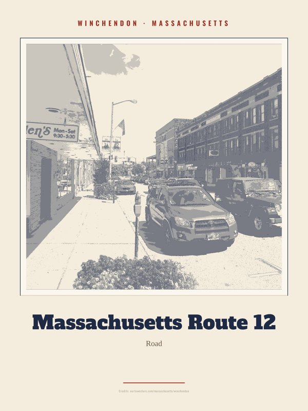 Winchendon Massachusetts Route 12 Landmark Print artwork detail