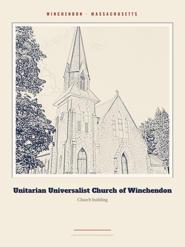 Winchendon Unitarian Universalist Church of Winchendon Landmark Print artwork detail