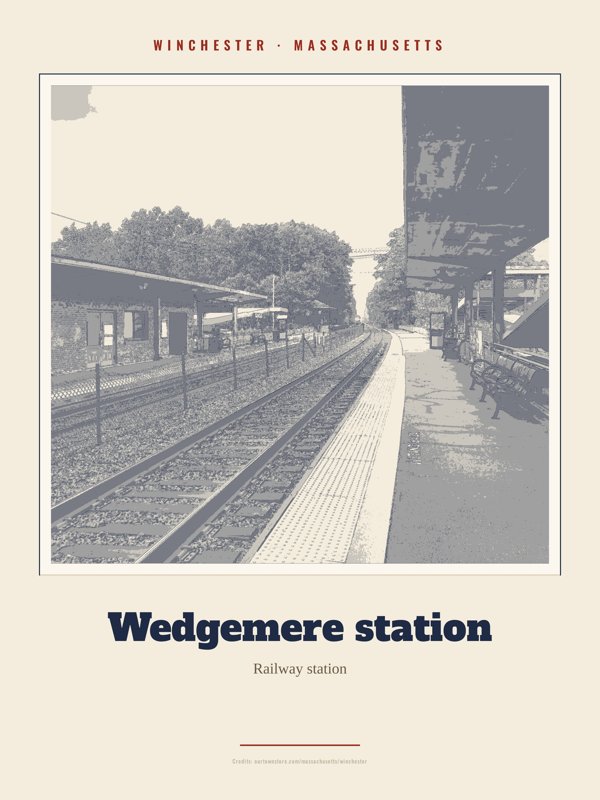 Winchester Wedgemere station Landmark Print artwork detail