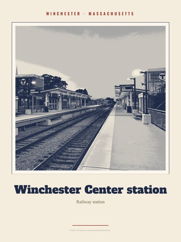 Winchester Winchester Center station Landmark Print artwork detail