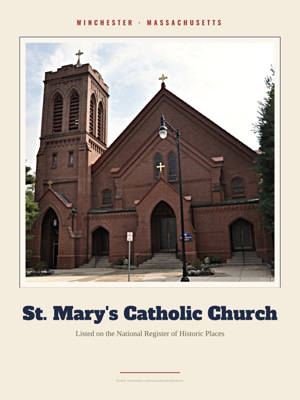Winchester St. Mary's Catholic Church Landmark Print artwork detail