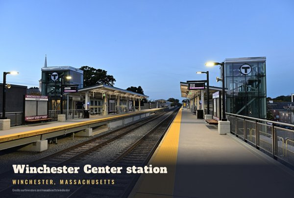 Winchester Winchester Center station Postcard artwork detail
