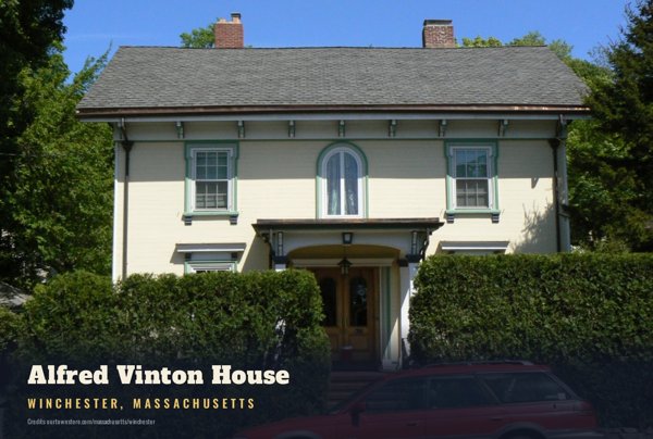 Winchester Alfred Vinton House Postcard artwork detail