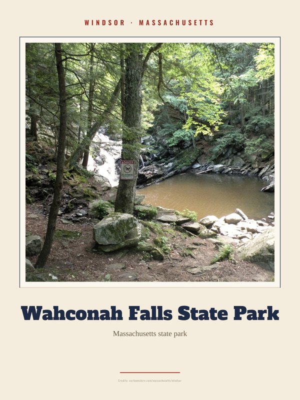 Windsor Wahconah Falls State Park Landmark Print artwork detail