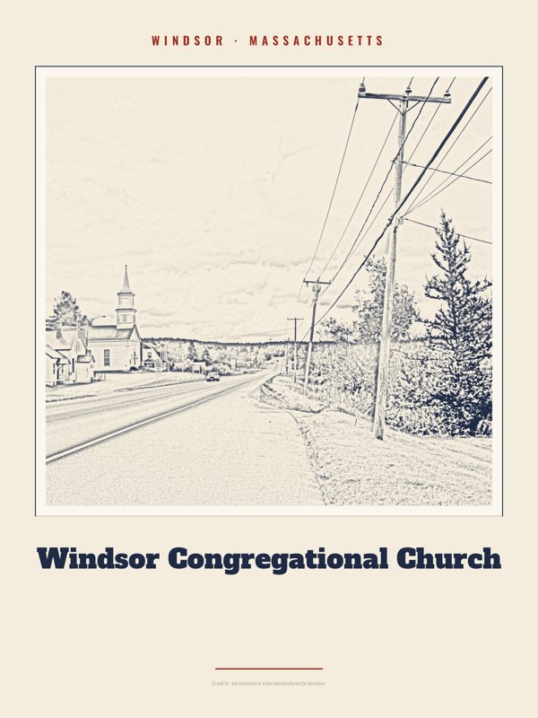 Windsor Windsor Congregational Church Landmark Print artwork detail