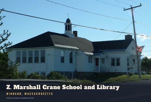 Windsor Z. Marshall Crane School and Library Postcard artwork detail