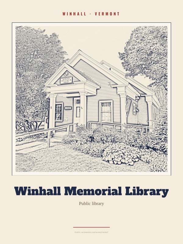 Winhall Winhall Memorial Library Landmark Print artwork detail