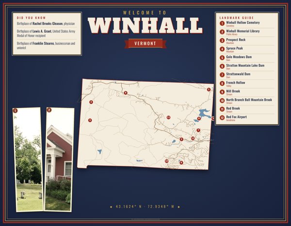 Winhall Map Placemat artwork detail