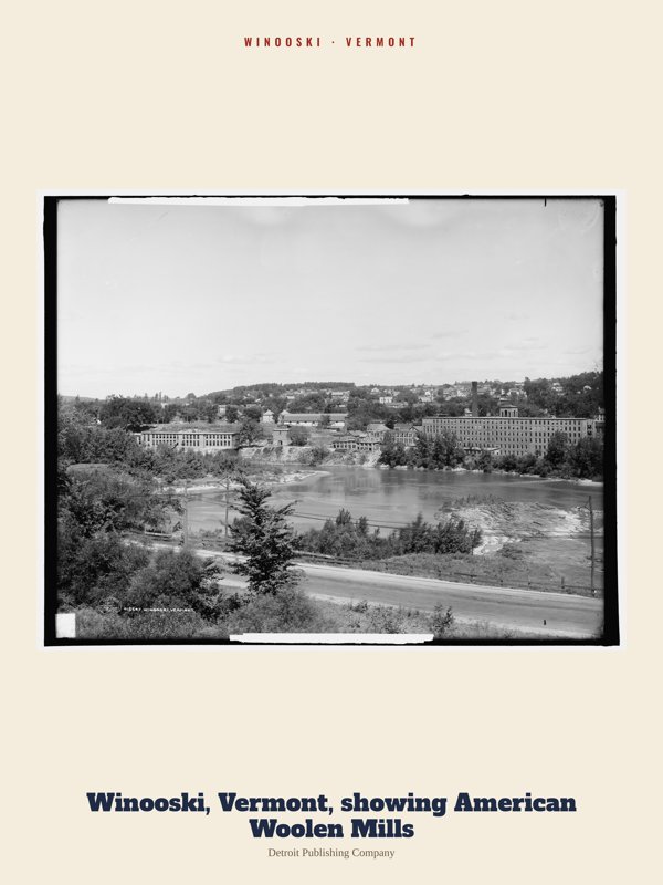 Winooski Winooski, Vermont, showing American Woolen Mills Archive Print artwork detail