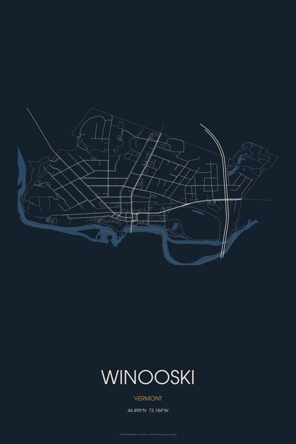 Winooski Street Map Throw Blanket artwork detail