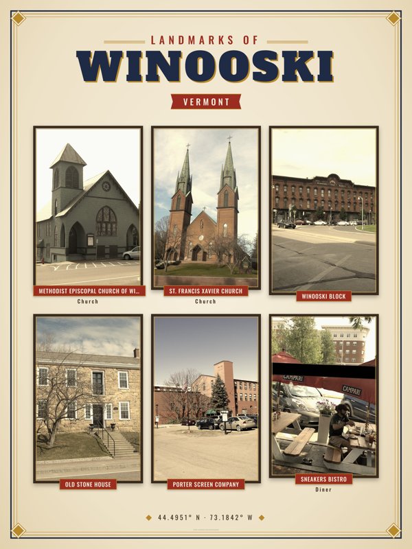 Winooski Landmarks Photo Poster artwork detail