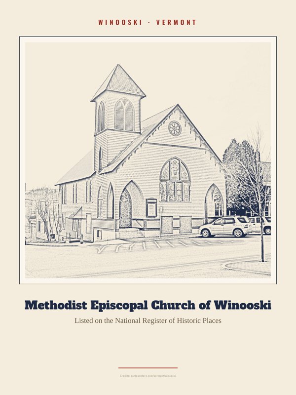 Winooski Methodist Episcopal Church of Winooski Landmark Print artwork detail