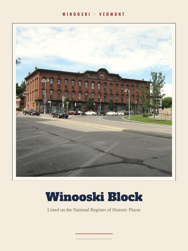 Winooski Winooski Block Landmark Print artwork detail