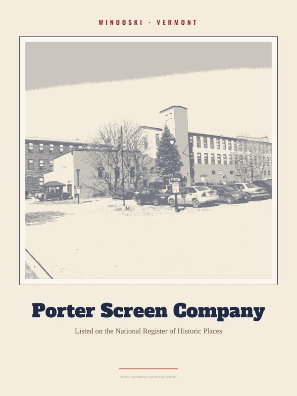 Winooski Porter Screen Company Landmark Print artwork detail
