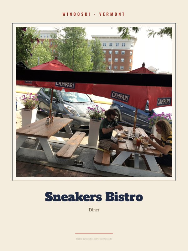 Winooski Sneakers Bistro Landmark Print artwork detail