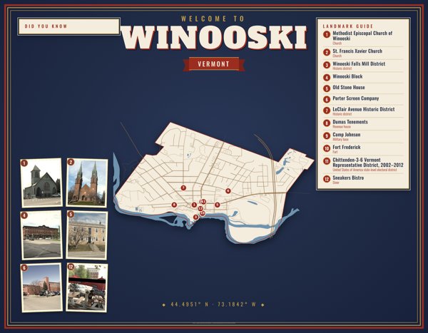Winooski Map Placemat artwork detail