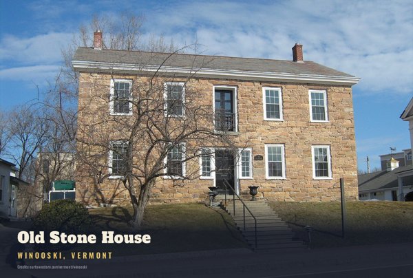 Winooski Old Stone House Postcard artwork detail
