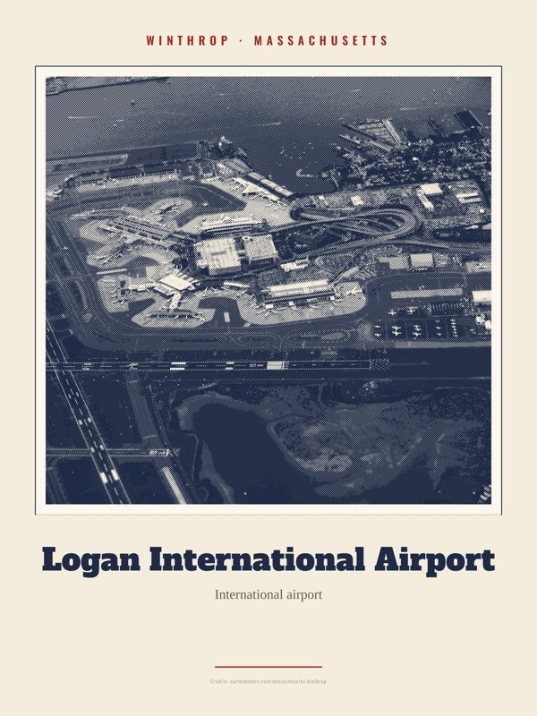 Winthrop Logan International Airport Landmark Print artwork detail
