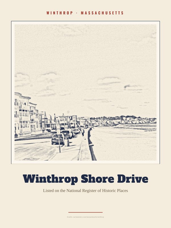 Winthrop Winthrop Shore Drive Landmark Print artwork detail