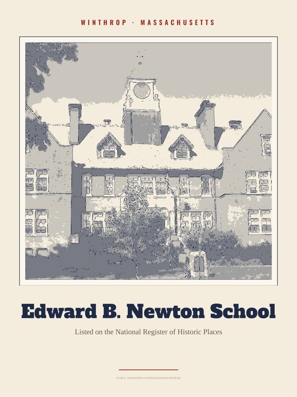 Winthrop Edward B. Newton School Landmark Print artwork detail