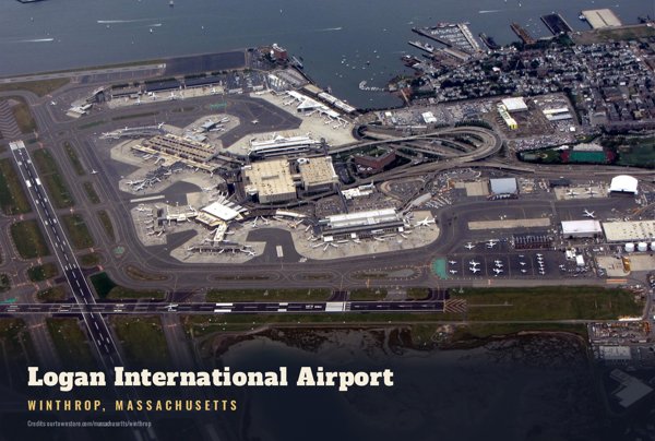 Winthrop Logan International Airport Postcard artwork detail