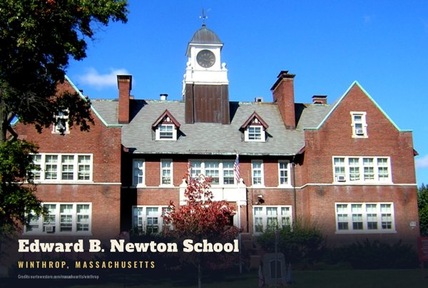 Winthrop Edward B. Newton School Postcard artwork detail