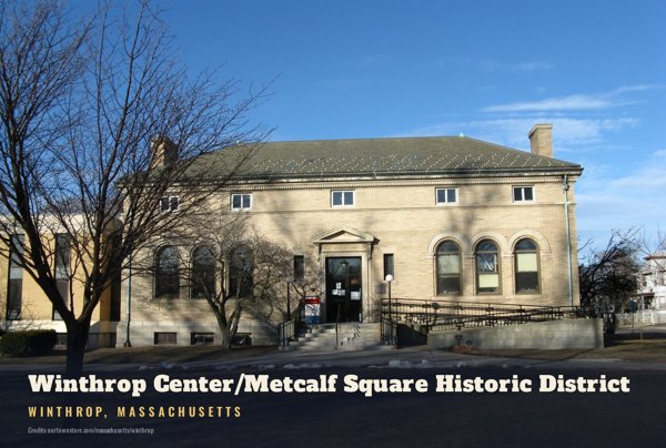 Winthrop Winthrop Center/Metcalf Square Historic District Postcard artwork detail