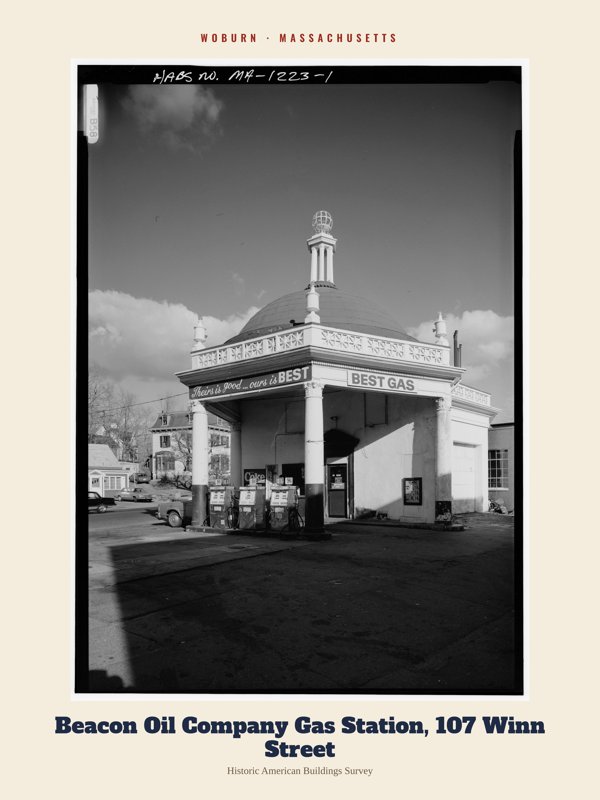 Woburn Beacon Oil Company Gas Station, 107 Winn Street Archive Print artwork detail
