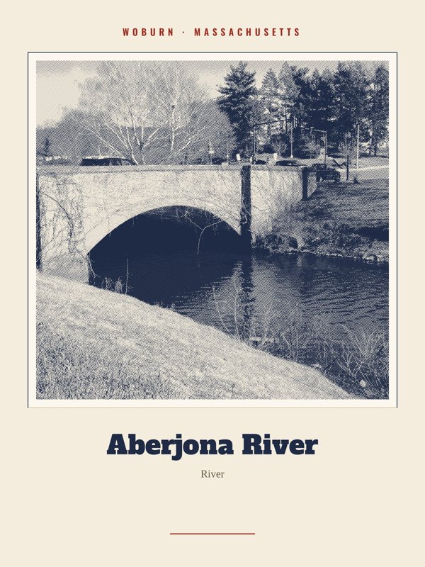 Woburn Aberjona River Landmark Print artwork detail