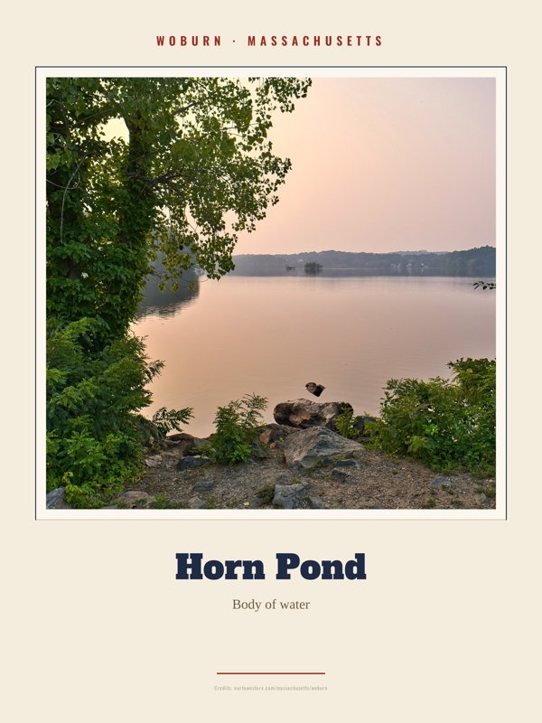 Woburn Horn Pond Landmark Print artwork detail