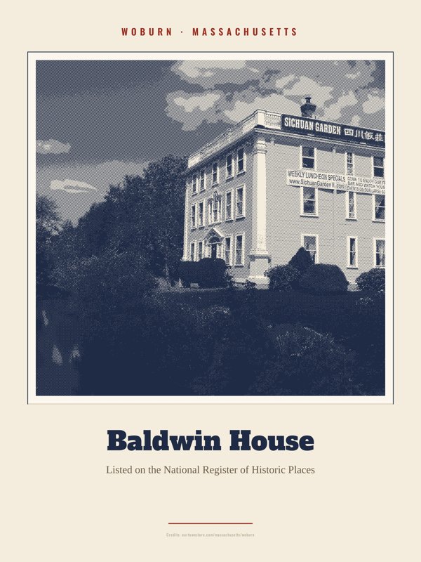 Woburn Baldwin House Landmark Print artwork detail