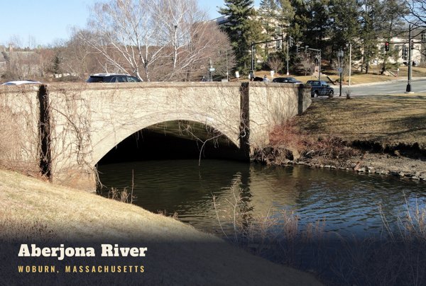 Woburn Aberjona River Postcard artwork detail