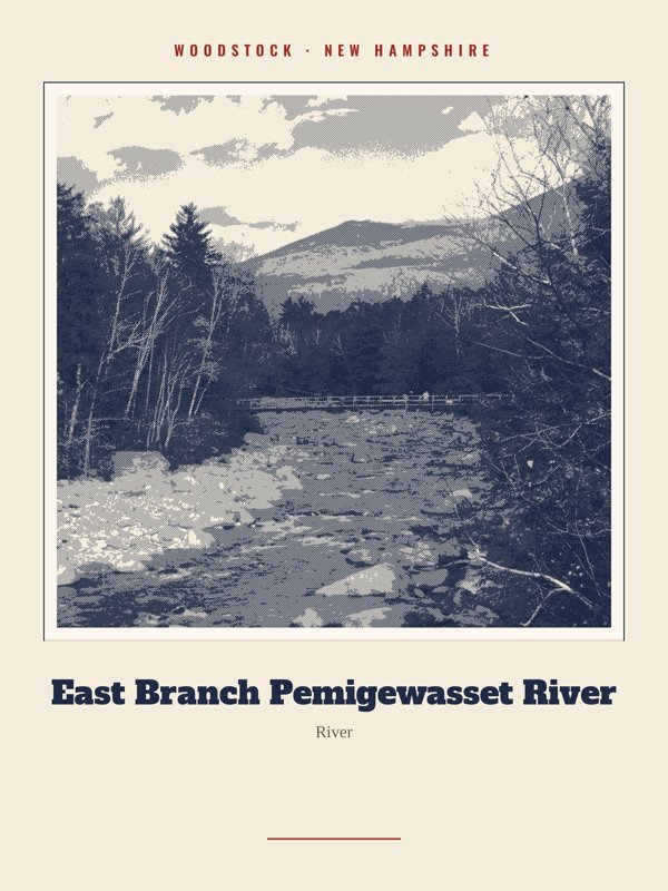 Woodstock East Branch Pemigewasset River Landmark Print artwork detail