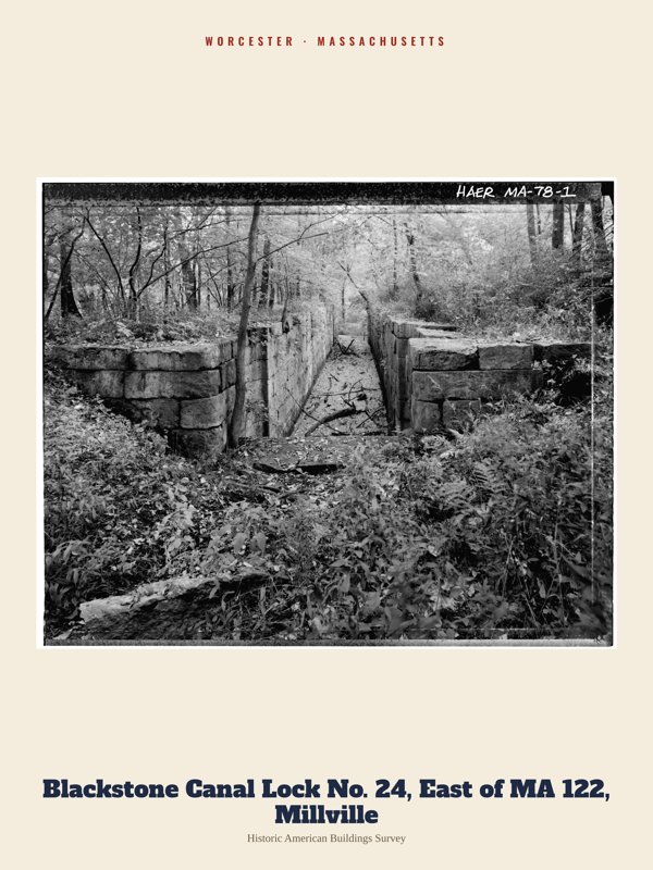 Worcester Blackstone Canal Lock No. 24, East of MA 122, Millville Archive Print artwork detail