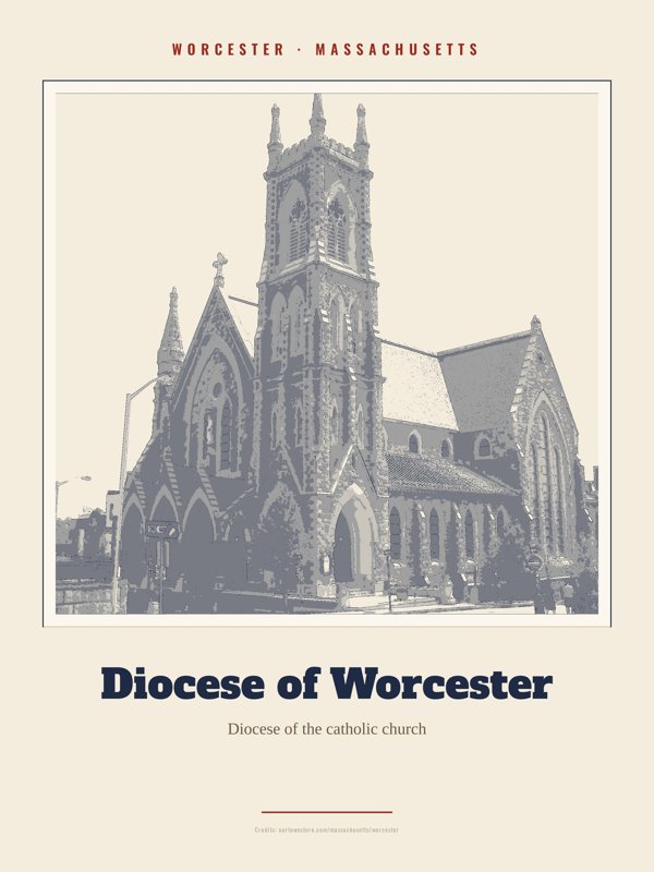 Worcester Diocese of Worcester Landmark Print artwork detail
