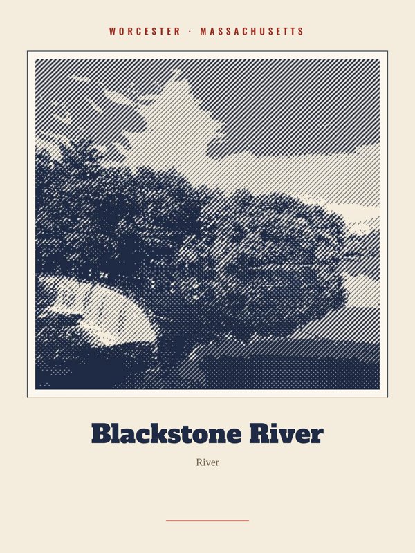 Worcester Blackstone River Landmark Print artwork detail