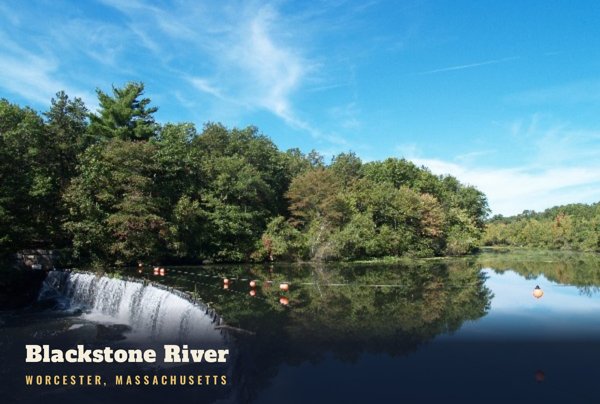 Worcester Blackstone River Postcard artwork detail