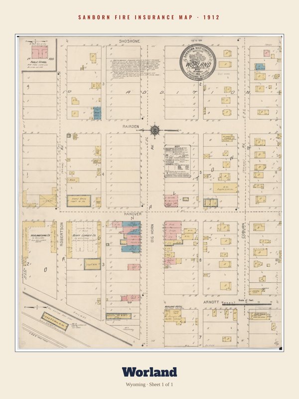 Worland Sanborn Map Print artwork detail